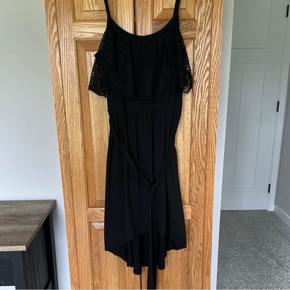 Elegant Black Lace Overlay Dress BONGO size L junior 100% polyester